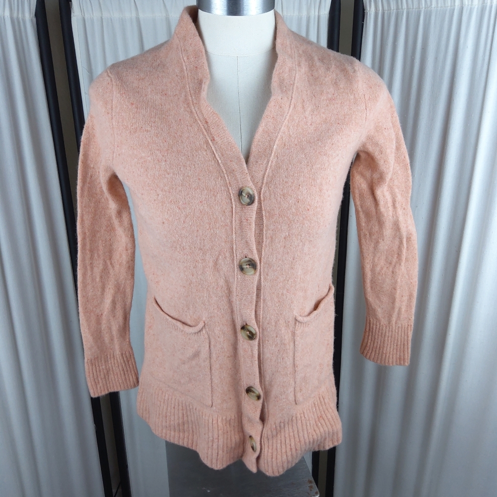 Madewell 100% Merino Wool Sweater, Button Up, Pink, Size XS